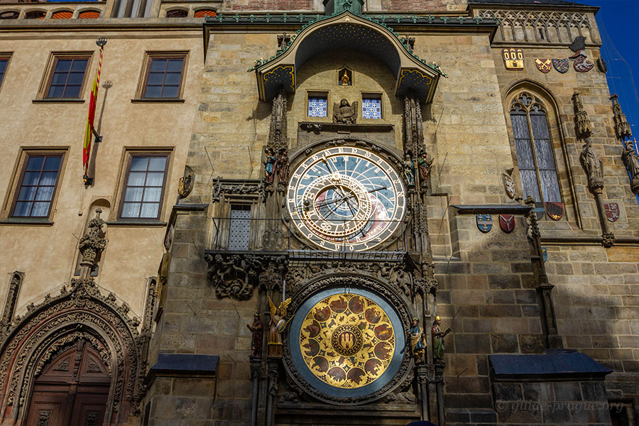 The photo of the Astronomical Clock and the Calendar on the Prague Old Town Hall